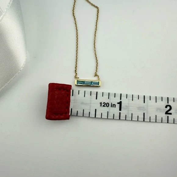 Tiffany & Co. Paloma's Studio 18k Blue Topaz Bar Pendant Baguette Stone Necklace - Picture 6 of 8